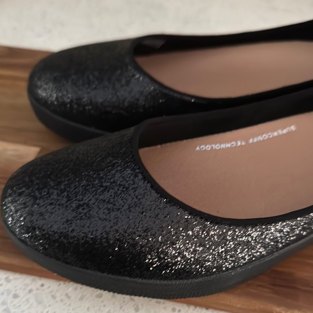 Elegant Black Glitter Flats Work Wear Ballet Flats 7M